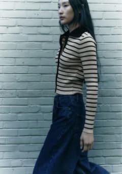 ZARA／ボーダーニットカーディガンのサムネイル