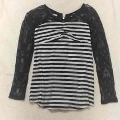 【27】新品タグ付✳︎細身に見えるボーダートップス★白×黒 ギャル系にものサムネイル