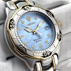 新品電池】セイコー SCUBA 7N35-6030 ブルーシェル MOP - メルカリ