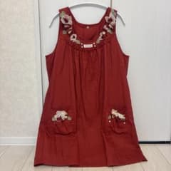 さえら ポテチーノ POTECHINO エプロン レッド 花モチーフ - メルカリ