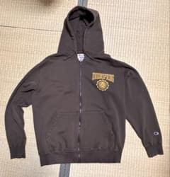 Champion ジップアップパーカー ブラウン 古着のサムネイル