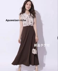 新品 Apuweiser-riche ラッフルボウタイドッキングワンピース M - メルカリ