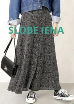 美品 SLOBE IENAドットフラワーフロントボタンスカート 36 大きめのサムネイル