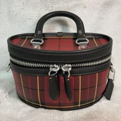 【完売人気品/新品未使用】COACH/チェック柄/トレイルバッグ/レッド/ミニ