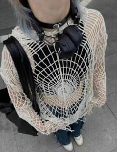 売*o様 Y2K spider mesh Knit hoodie grungeのサムネイル