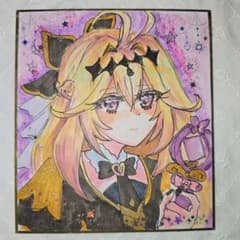 キュアアルカナ•シャドウ 手描きイラスト ファンアート 色紙 アニメ風 美少女のサムネイル