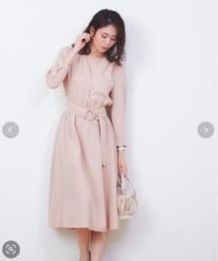FONCE ベルト付きショルダータックワンピース（ピンク）のサムネイル