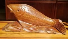 縁起物★鯉★大きな置物　木彫り 80㎝　木製のサムネイル