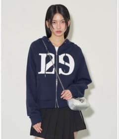 ILLIGO ロゴパッチジップアップパーカー ネイビー レディース トップス