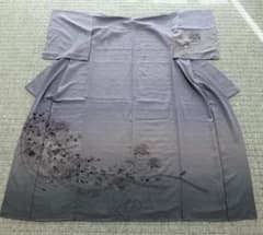 高級 訪問着 正絹 袷 汕頭刺繍 中国刺繍 パープル 紫色 一つ紋 - メルカリ