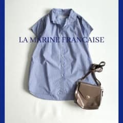 ◇美品◇マリンフランセーズ◇ラウンドカラーフレンチスリーブシャツ 