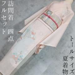 夏着物 絽紗 訪問着 フルセット 正絹 銀駒刺繍 花優美 トールサイズ O3