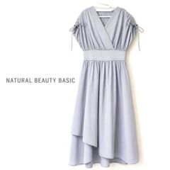 NATURAL BEAUTY BASICドロストスリーブ ストライプ ワンピース