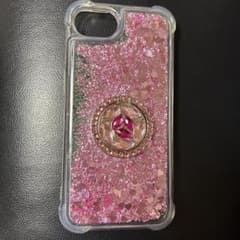 ピンク グリッター iPhone16eケース リングスタンド付きのサムネイル