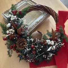 クリスマスのハーフリース＊ドライフラワーリース Christmas wreath クリスマスのハーフリース ドライフラワー