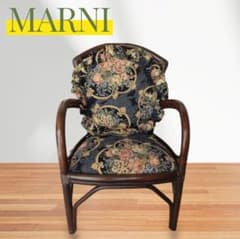 maruni マルニ 籐 ラタン アームチェア 花柄　ビンテージ　レトロ maruni マルニ 籐 ラタン アームチェア 花柄 ビンテージ レトロ - メルカリ