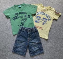 ベビー服 90㎝ まとめ売り Tシャツ2枚+パンツ1枚　3点セットのサムネイル