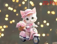 猫 キーホルダー スクーター アクリル チャーム 8cm