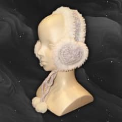 イヤーマフ ハンドメイド ハート 紫 ピンク 白 耳あて 毛糸 編み物のサムネイル