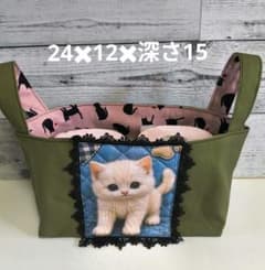 スペシャルセット　SALE 布バスケット　ミニ巾着　ハンドメイド　猫柄 スペシャル価格 気まぐれSALE 布バスケット ミニ巾着 ハンドメイド 猫