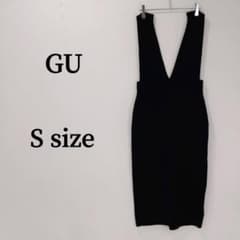 【美品】GU Vネック ジャンパースカート サロペット ブラック スリット S