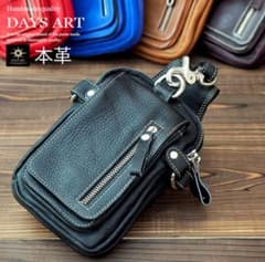 【即納】DAYS ART 本革　ウエストポーチ　黒のサムネイル