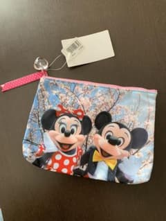 ミッキー&ミニー《新品•未使用》ポーチ ペンケース　実写　桜のサムネイル