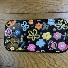 iPhone12 Pro Max용 케이스 꽃무늬 디자인 블랙