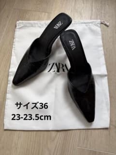 ZARA クロコ型押し 本革製ハイヒールミュール ブラック 黒 サイズ36