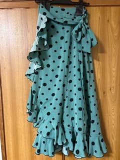 ♡フラメンコ 巻きスカート♡エメラルドグリーン×ブラック水玉 ♡フラメンコ 巻きスカート♡エメラルドグリーン×ブラック水玉 - メルカリ