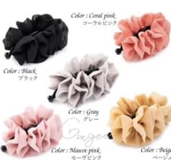 バナナクリップ シフォン フワフワ 柔らか しっかり 頑丈 髪留め ピンクのサムネイル