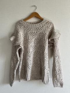 【OLD NAVY／透かし編みフリルスリーブスプリングニットXS】