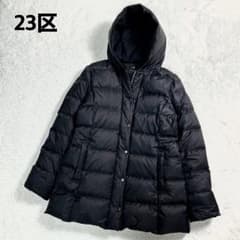 現行 23区 軽量 洗える シレータフタ ミドル丈 ダウンコート 黒 40