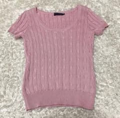 大人気✨超美品✨ラルフローレン ケーブルニット 半袖 ピンク パステルカラー Mのサムネイル