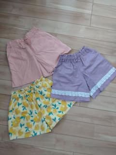 子供用女児半ズボンハーフパンツ 3点セット サイズ120のサムネイル