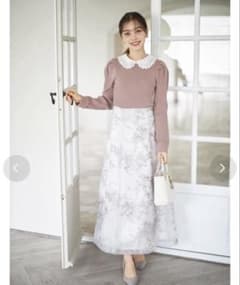 tocco closet バックレースアップフラワー刺繍フレアスカートのサムネイル