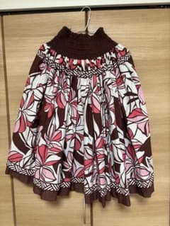 フラダンス用 パウスカート ブラウン ピンク 花柄のサムネイル