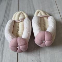 ベビー用 布ぞうり 和風 花柄 ピンク アイボリー 餅ふみ - 5