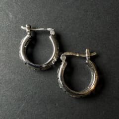 シルバー925 silver パイプモチーフフープピアス/軽研磨仕上げ シルバー925 silver 幾何学デザインフープピアス/軽研磨仕上げ/両耳