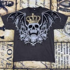 LegendA スカル Tシャツ XL ダークグレー 両面 ビッグプリント 古着
