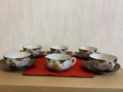 煎茶茶器セット 湯呑み 5客 茶托付き 人物文様のサムネイル