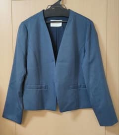 ネイビー ノーカラージャケット