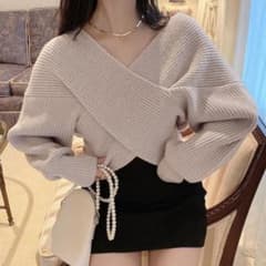 GRL カシュクールニットトップス オフベージュのサムネイル