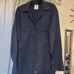 Dickies 長袖ワークシャツ ネイビー Mサイズのサムネイル