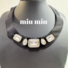 miu miu Archive チョーカー リボン ビジュー 黒 - メルカリ