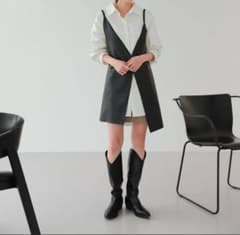 UNE MANSIONアンバランスレザーレイヤードビスチェのサムネイル