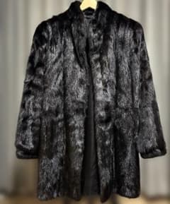 【美品】サガミンク ブラック　ファーコート ロングコート　11号