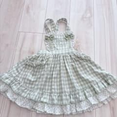 d*7様 Shirley Temple プードル柄ワンピース グリーン 160c ひ*送様 Shirley Temple エプロン付きワンピース グリーン - メルカリ