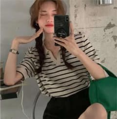 SHEIN ポロネック ストライプティーのサムネイル