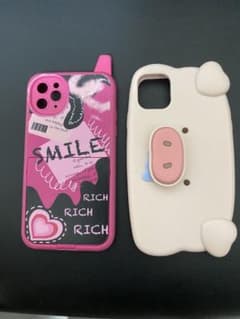 iPhoneケース 2点セット ミラー付き 豚デザインのサムネイル